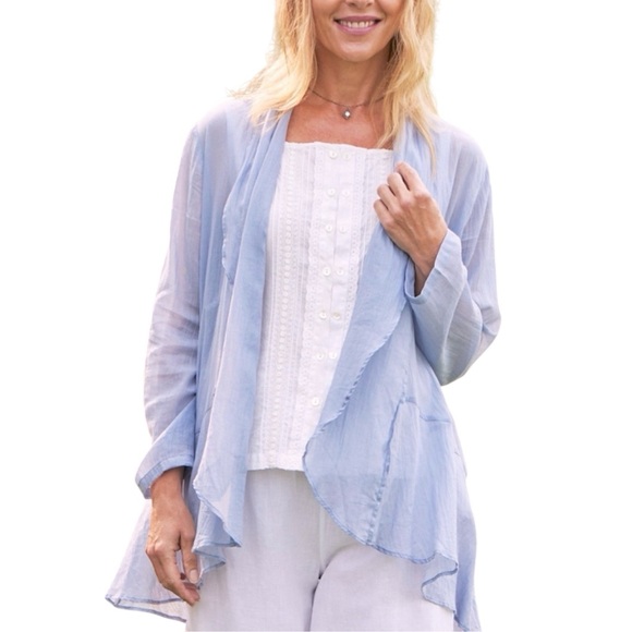 April Cornell Tops - April Cornell Everlasting Sheer Cover-Up - Pastel Blue, XXS-M, Relaxed Fit